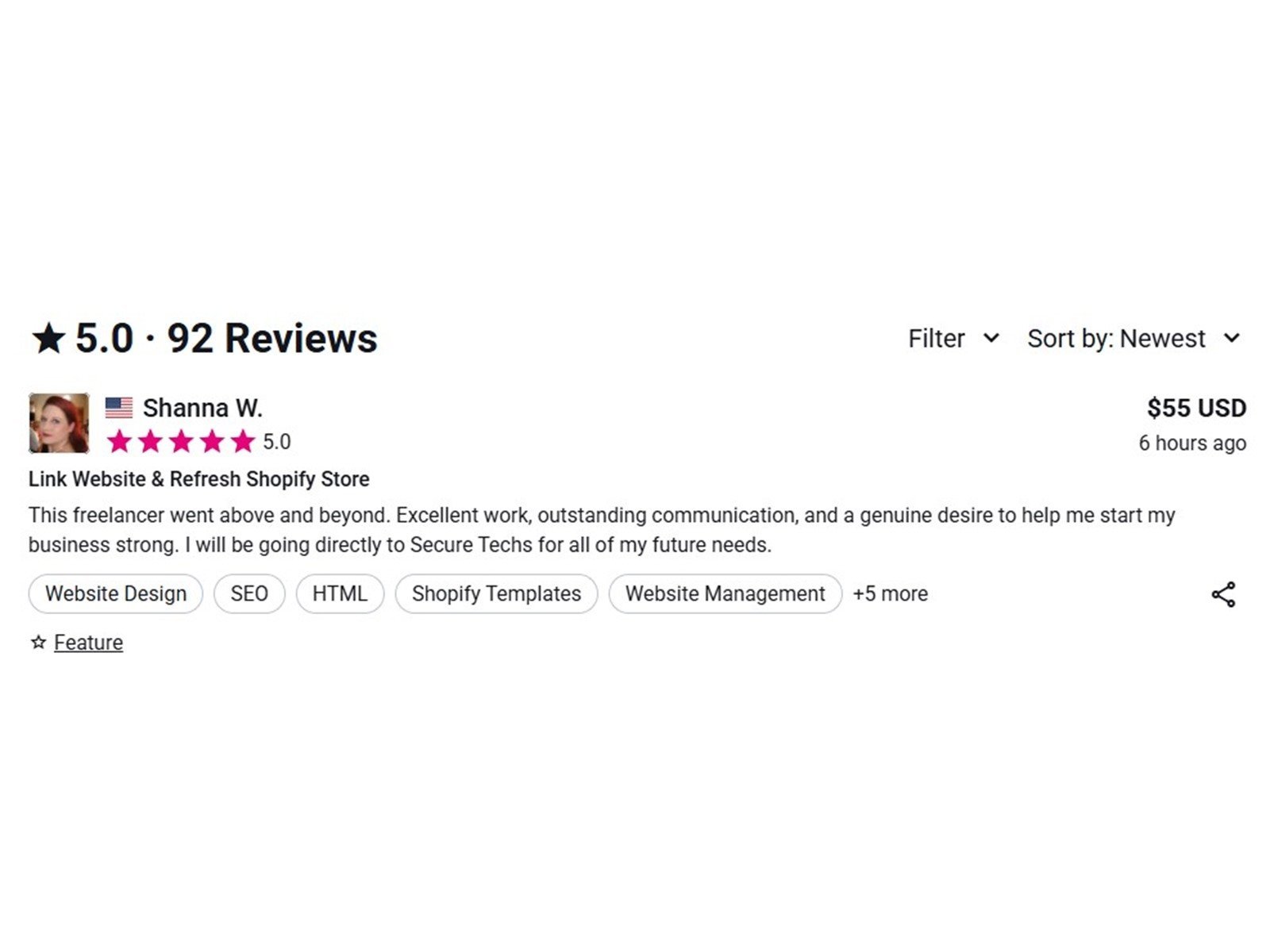 Client review for Astral Soapworks — Shopify Store Launch & WordPress Integration