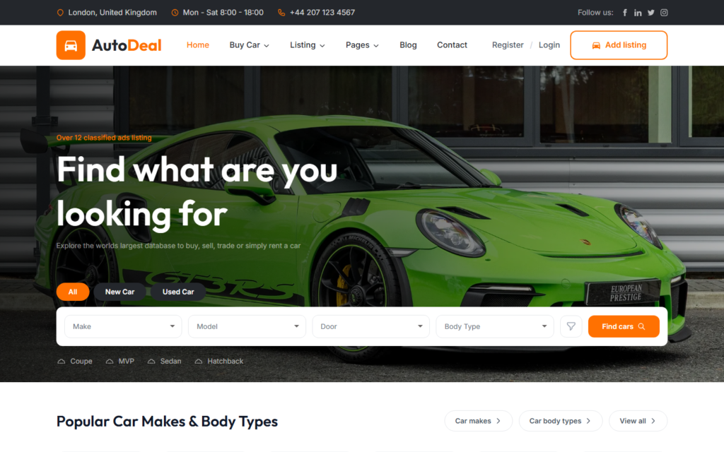 AutoDeal — Astro.js Car Export & Listings Website